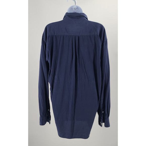 Hathaway Sport men's silk button-down shirt blue Size Large long sleeve - Picture 2 of 9